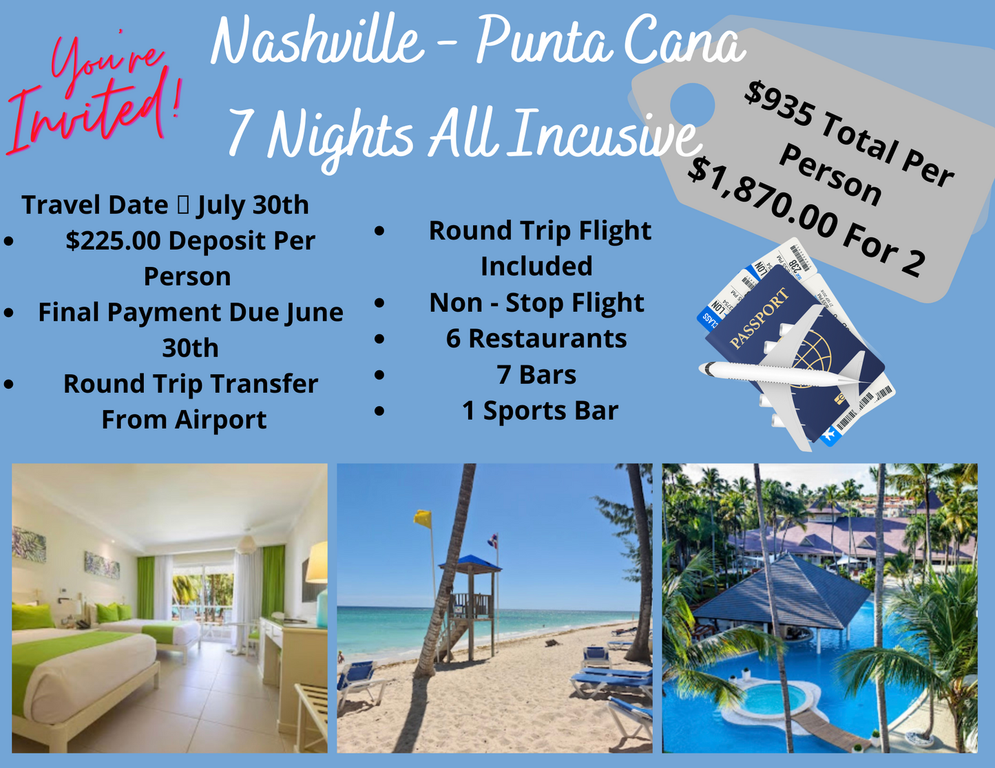 Nashville ✈️ Punta Cana ( 7 Nights )